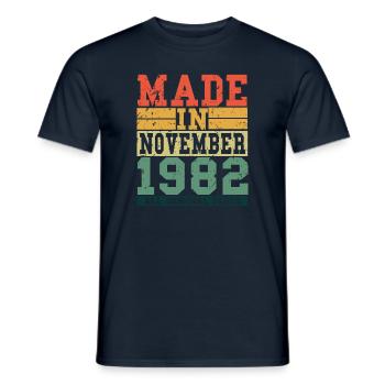 1982 Birthday November Vintage Saying - Men's T-Shirt - navy - Front - AI Model Male 178 light (178cm)
