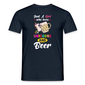 Bier und Einhorn Spruch - Männer T-Shirt - Navy - Vorne - AI Model Male 178 light (178cm)