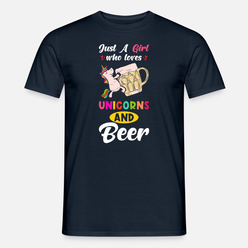 Bier und Einhorn Spruch - Männer T-Shirt - Navy
