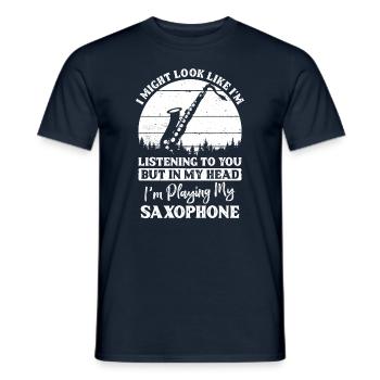 Saxophone - T-shirt homme - marine - Devant - AI Model Male 178 light (178cm)