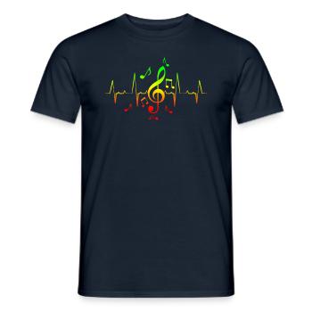 Reggae Music Note Hearbeat - Men's T-Shirt - navy - Front - AI Model Male 178 light (178cm)