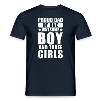 Fier père d’un fils de trois filles - T-shirt homme - marine - Devant - AI Model Male 178 light (178cm)