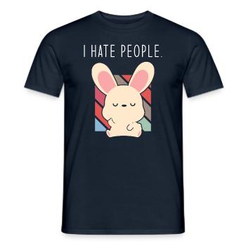 Funny rabbit saying I hate people - Men's T-Shirt - navy - Front - AI Model Male 178 light (178cm)