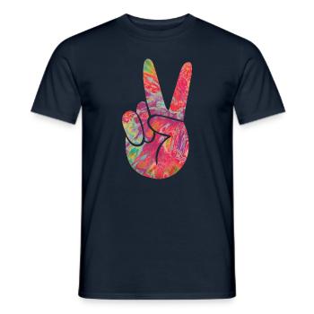 Peace Finger - Men's T-Shirt - navy - Front - AI Model Male 178 light (178cm)