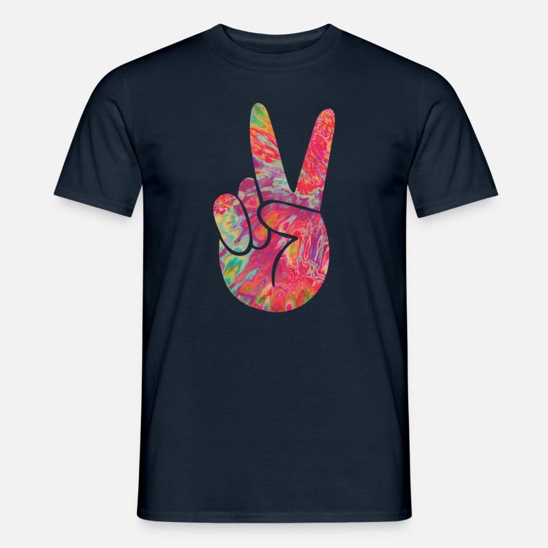 Peace Finger - Männer T-Shirt - Navy