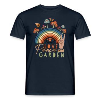 Gardener Garden Gift Love Peace Garden - Men's T-Shirt - navy - Front - AI Model Male 178 light (178cm)