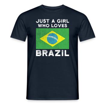 Just a girl who loves Brasilien - Männer T-Shirt - Navy - Vorne - AI Model Male 178 light (178cm)