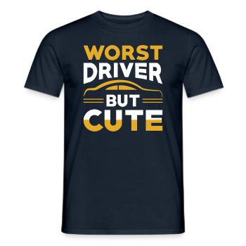 Driving a car saying funny - Men's T-Shirt - navy - Front - AI Model Male 178 light (178cm)