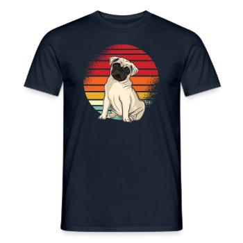 Mops Retro - Männer T-Shirt - Navy - Vorne - AI Model Male 178 light (178cm)