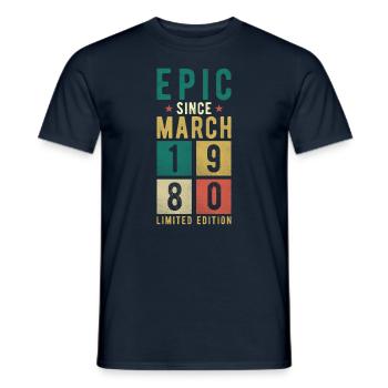 Birthday March 1980 - Men's T-Shirt - navy - Front - AI Model Male 178 light (178cm)