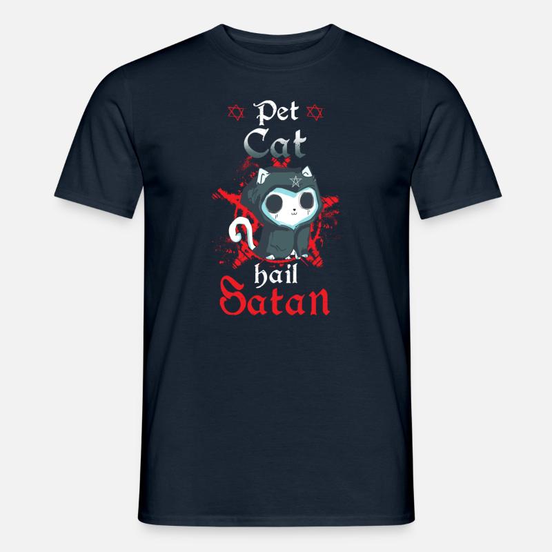 Pet Cat Hail Satan - Männer T-Shirt - Navy