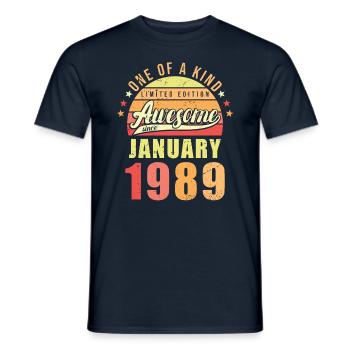Geburtstag Januar 1989 - Männer T-Shirt - Navy - Vorne - AI Model Male 178 light (178cm)