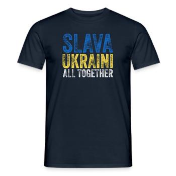 Slava Ukraini Ukraine Saying - Men's T-Shirt - navy - Front - AI Model Male 178 light (178cm)
