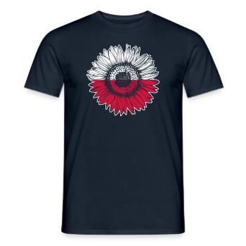 Poland Flag Sunflower - Men's T-Shirt - navy - Front - AI Model Male 178 light (178cm)