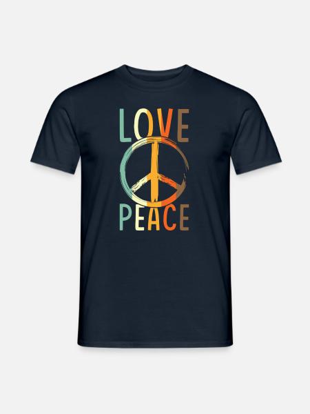 Love Peace Friedenszeichen - Männer T-Shirt - Navy