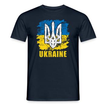 Ukraine Flagge mit Ukraine Symbol - Männer T-Shirt - Navy - Vorne - AI Model Male 178 light (178cm)