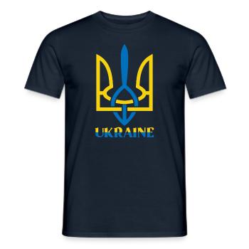 Ukraine Flagge mit Ukraine Symbol - Männer T-Shirt - Navy - Vorne - AI Model Male 178 light (178cm)