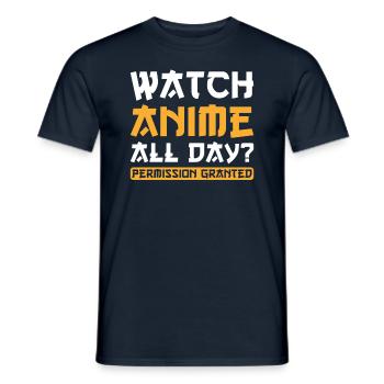 Anime Watch Anime all day - Men's T-Shirt - navy - Front - AI Model Male 178 light (178cm)