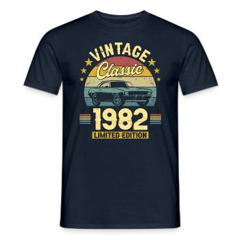 Vintage 1982 Original Anniversaire 40 Ans - T-shirt homme - marine - Devant - AI Model Male 178 light (178cm)