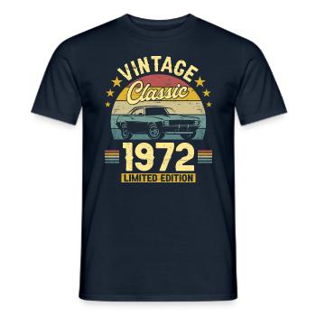 Vintage 1972 Original Anniversaire 50 Ans - T-shirt homme - marine - Devant - AI Model Male 178 light (178cm)
