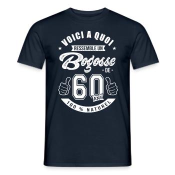 Bogosse de 60 ans anniversaire 60 ans - T-shirt homme - marine - Devant - AI Model Male 178 light (178cm)
