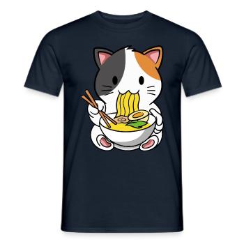 Katze Ramen Nudelsuppe - Männer T-Shirt - Navy - Vorne - AI Model Male 178 light (178cm)