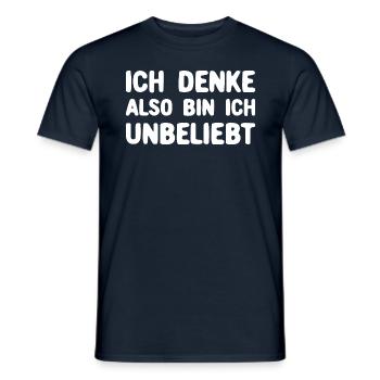 Ich Denke Also Bin Ich Unbeliebt Typografie - Männer T-Shirt - Navy - Vorne - AI Model Male 178 light (178cm)