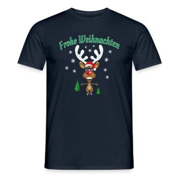 Frohe Weihnachten Rudolph das Rentier - Männer T-Shirt - Navy - Vorne - AI Model Male 178 light (178cm)