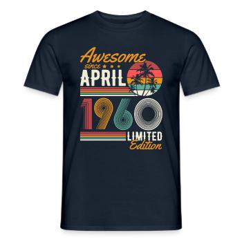 April 1960 Jahrgang Vintage Geburtstag Retro - Männer T-Shirt - Navy - Vorne - AI Model Male 178 light (178cm)