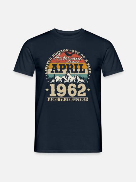 April 1962 Jahrgang Vintage Geburtstag Geschenk - T-shirt herr - marinblå