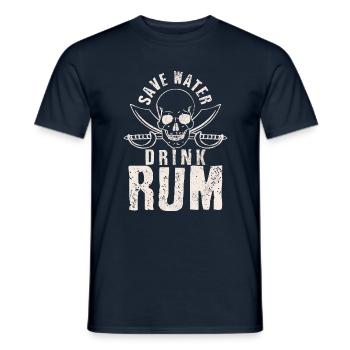 Save Water Drink Rum - Pirat Totenkopf Lustig - Männer T-Shirt - Navy - Vorne - AI Model Male 178 light (178cm)