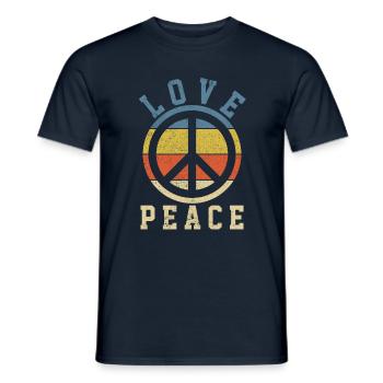 Love & Peace - Vintage 70er Jahre Hippie Geschenk - Männer T-Shirt - Navy - Vorne - AI Model Male 178 light (178cm)