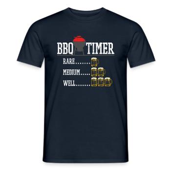 BBQ Timer - BBQ Beer Chef Funny Gift - Men's T-Shirt - navy - Front - AI Model Male 178 light (178cm)