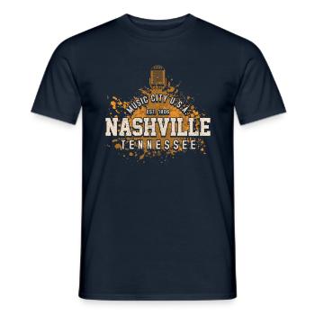 Nashville Music City - Musique country États-Unis d'Amérique - T-shirt homme - marine - Devant - AI Model Male 178 light (178cm)