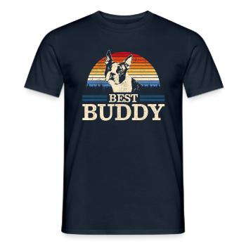 Best Buddy - Boston Terrier Vintage - Männer T-Shirt - Navy - Vorne - AI Model Male 178 light (178cm)