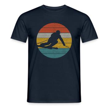 Ski - Descente de slalom vintage Ski ski d’hiver - T-shirt homme - marine - Devant - AI Model Male 178 light (178cm)