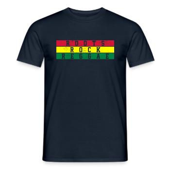 Roots Reggae Rock - Rastafarian Rasta Gift - Men's T-Shirt - navy - Front - AI Model Male 178 light (178cm)