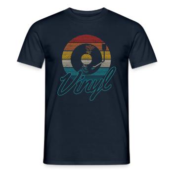 Vinyl Vintage Retro DJ Schallplatte Turntable - Männer T-Shirt - Navy - Vorne - AI Model Male 178 light (178cm)