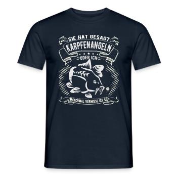 Karpfen angeln oder ich - Männer T-Shirt - Navy - Vorne - AI Model Male 178 light (178cm)