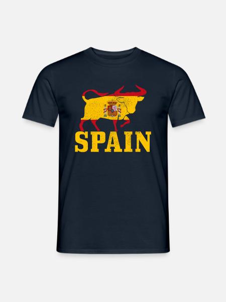 Spanien Stier Bulle Spanische Flagge - Männer T-Shirt - Navy