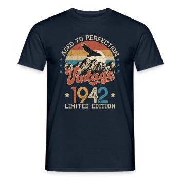 1942 Humor anniversary 80 years age perfection - Men's T-Shirt - navy - Front - AI Model Male 178 light (178cm)
