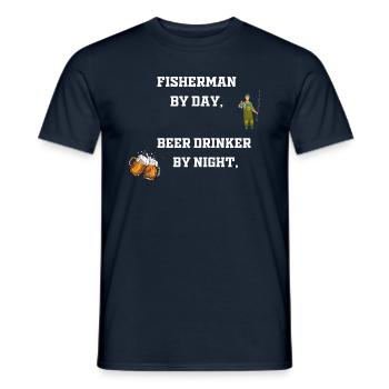 Fisherman by day, beer drinker by night - T-shirt homme - marine - Devant - AI Model Male 178 light (178cm)