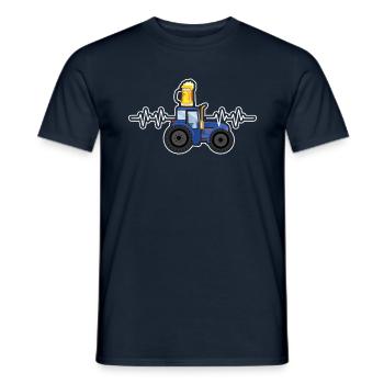Agriculteur agricole Rancher Drive Heart Beer Lover Tracteur - T-shirt homme - marine - Devant - AI Model Male 178 light (178cm)