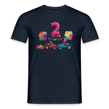 Birth Born Age 2 Years Old Farmer Rancher Tractor - Männer T-Shirt - Navy - Vorne - AI Model Male 178 light (178cm)