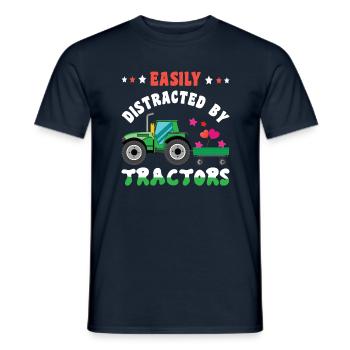 Agriculteur agricole Rancher Facilement distrait Tracteur - T-shirt homme - marine - Devant - AI Model Male 178 light (178cm)