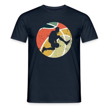 Vintage Retro Game Sport Basket Ball Basketball - Men's T-Shirt - navy - Front - AI Model Male 178 light (178cm)