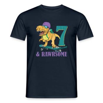 Birth Born Age 7 Years Old Skateboard Dinosaur - Men's T-Shirt - navy - Front - AI Model Male 178 light (178cm)