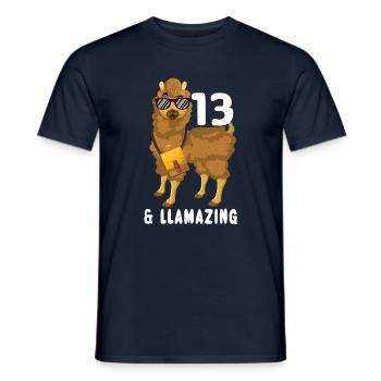 Kawaii Naissance Né Age 13 Ans Alpaga Llama - T-shirt homme - marine - Devant - AI Model Male 178 light (178cm)
