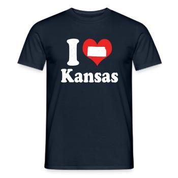 America Citizen US State Love I Heart Kansas - Men's T-Shirt - navy - Front - AI Model Male 178 light (178cm)