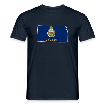 Land Map America US State Distressed Kansas - Männer T-Shirt - Navy - Vorne - AI Model Male 178 light (178cm)